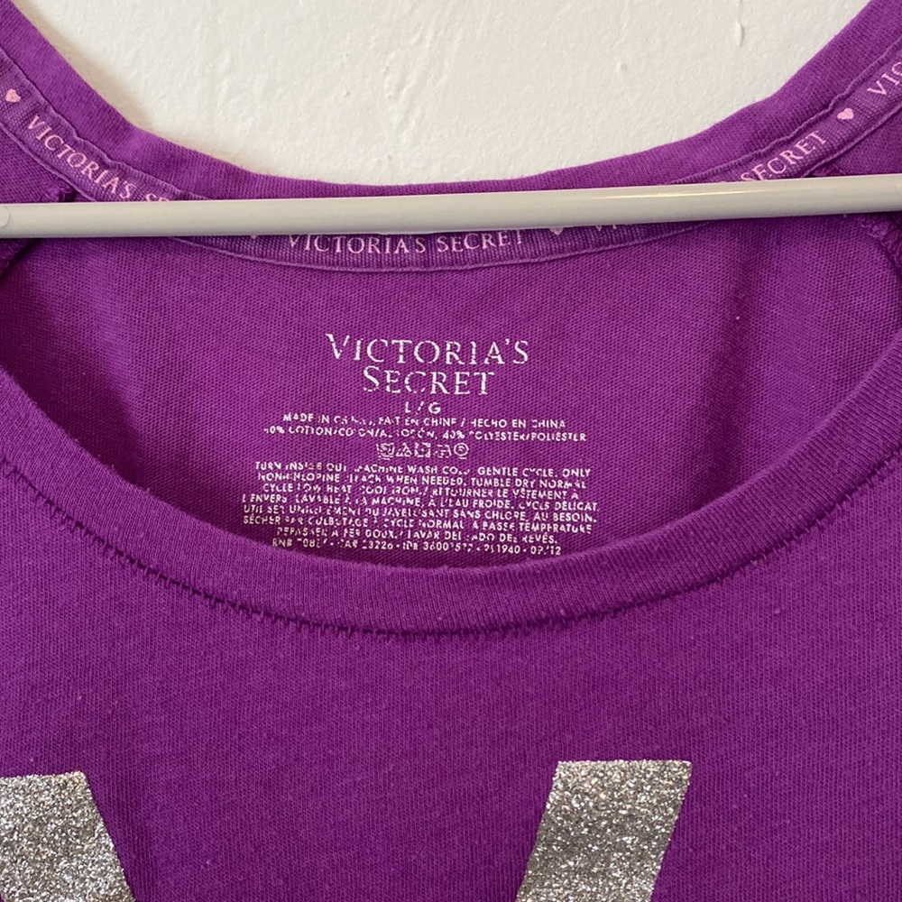 Victoria’s Secret Pajama Shirt, Purple and silver, size large - Picture 3 of 6